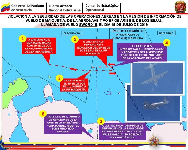 La Defensa Aeroespacial de Venezuela intercepta un avión EP 3E de EEUU