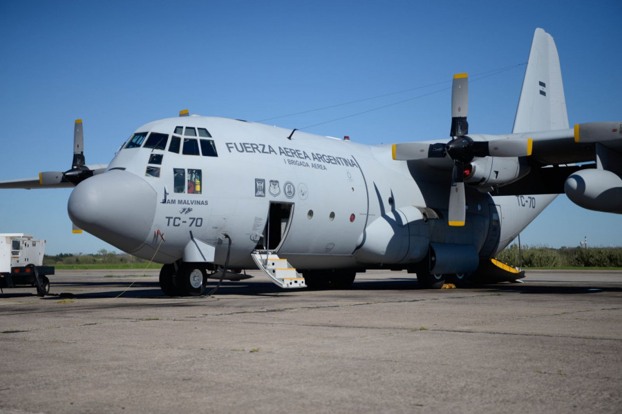 Avión Hercules de la Fuerza Aérea Argentina. Foto: Ministerio de Defensa