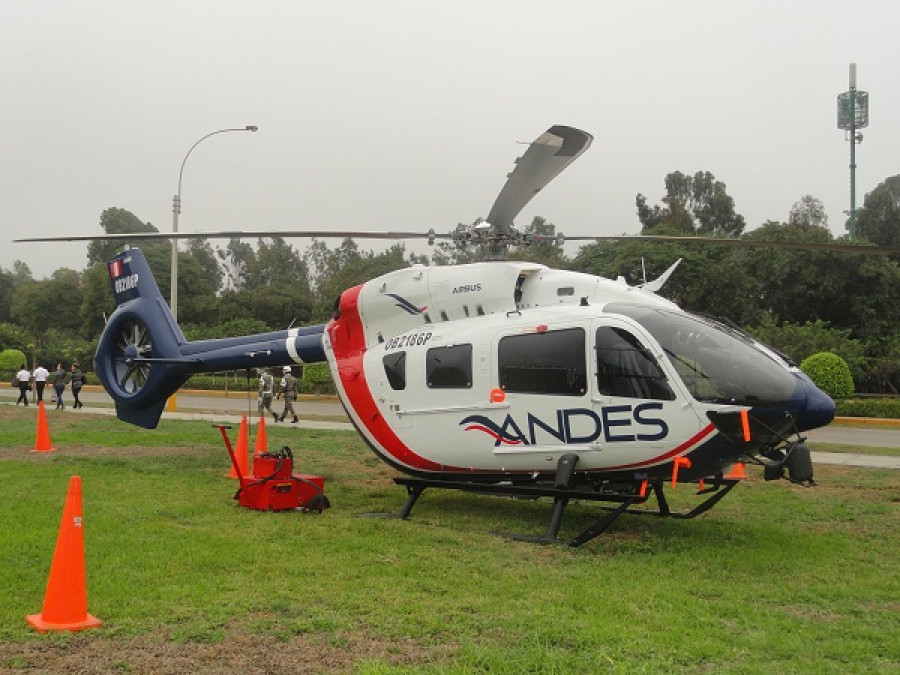 Helicóptero H145 de Servicios Aéreos de los Andes en exhibición estática en Sitdef 2019. Foto: Peter Watson