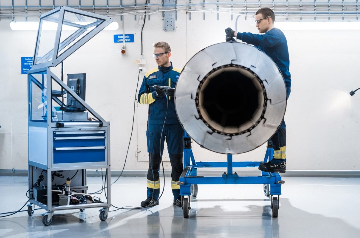 Revisiu00f3n de turbina Pratt & Whitney F100 en las instalaciones de la empresa en Lieja en Bu00e9lgica Firma Patria