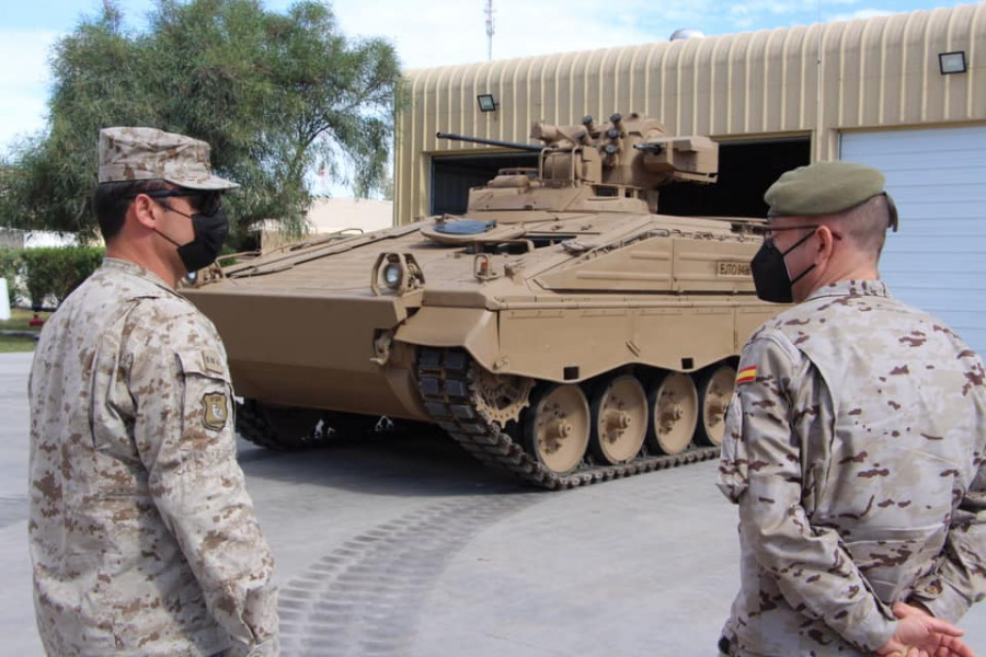 El teniente coronel Domínguez en la 2ª Brigada Acorazada Cazadores. Foto Ejército de Chile