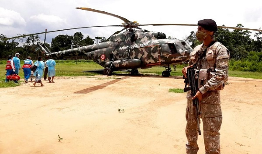 Helicóptero Mi-171SH-P de la Aviación del Ejército en misión Medevac en la región Madre de Dios. Foto Ejército del Perú