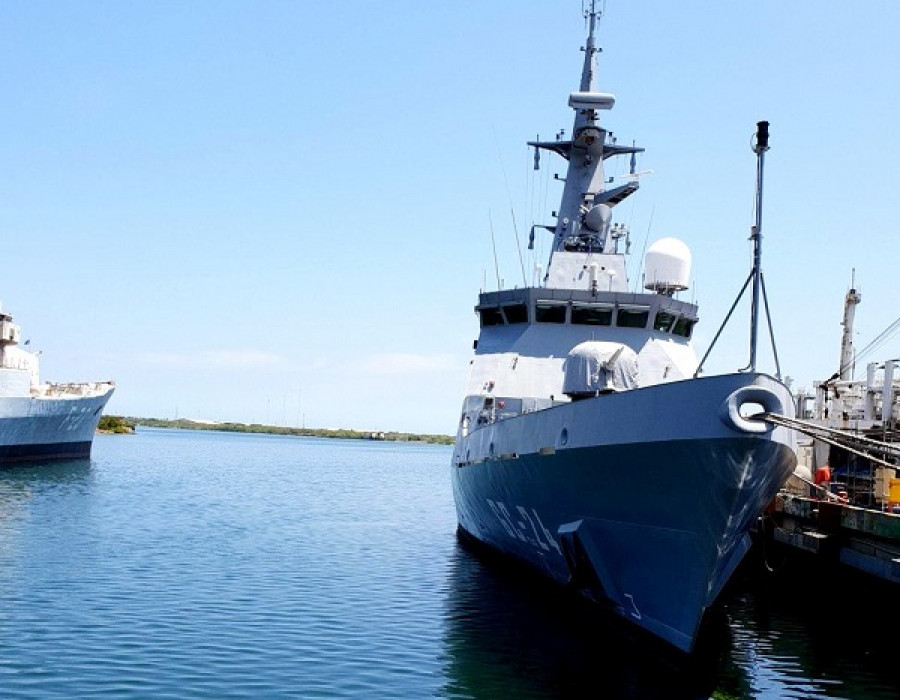 El buque patrullero Comandante Eterno Hugo Chávez´ anclado en el muelle de Dianca. Foto: Diques y Astilleros Nacionales C.A.