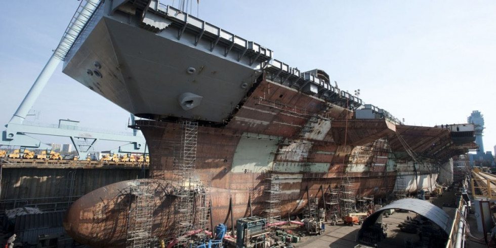 Construcción del portaaviones CVN-78, primero de la clase Ford. Foto: Huntington Ingalls Industries