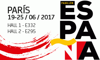 Cartel del pabellón de España en Le Bourget. Foto: Tedae