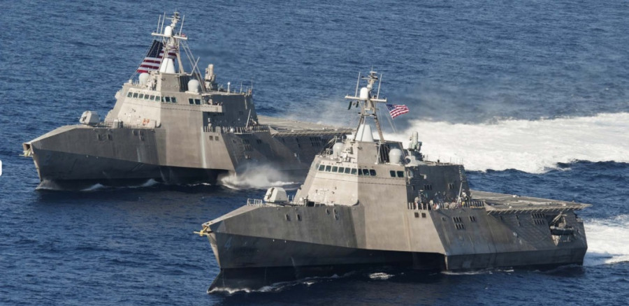 USS Independence LCS 2, back, and USS Coronado LCS 4  - U.S. Navy photo by Chief Mass Communication Specialist Keith DeVinney