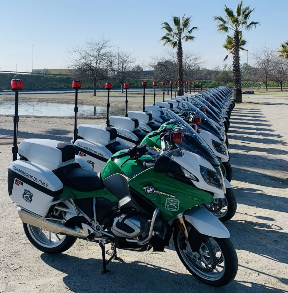 Las motocicletas más nuevas de Carabineros son las BMW R 1250 RP-T. Foto: Gobierno Regional Metropolitano