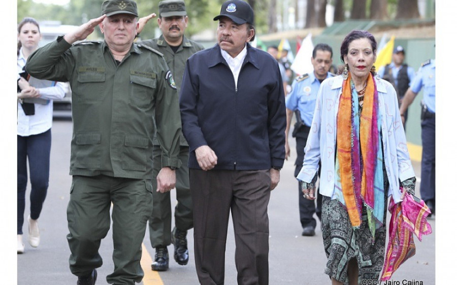 El general Julio Avilés y el presidente Daniel Ortega durante el 41o aniversario del Ejército de Nicaragua. Foto: Ejército de Nicaragua