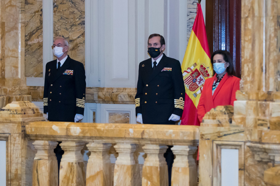 López Calderón, Martorell y Robles en la toma de posesión del nuevo Ajema. Foto: Ministerio de Defensa.