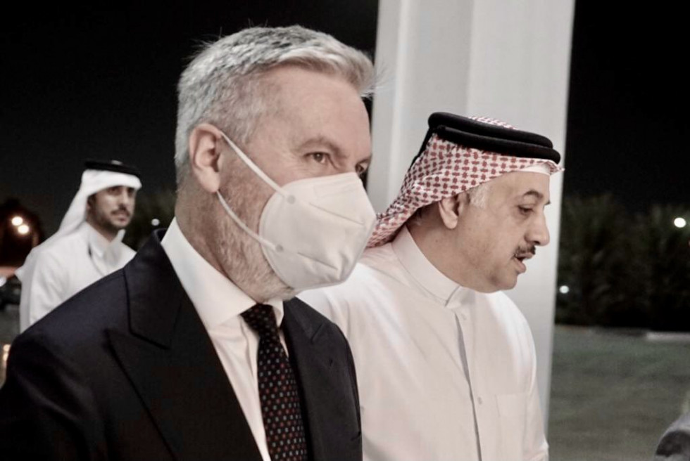 Los ministros de Defensa de Italia y Catar, Lorenzo Guerini y Al Attiyah. Foto: guerini_lorenzo  Twitter