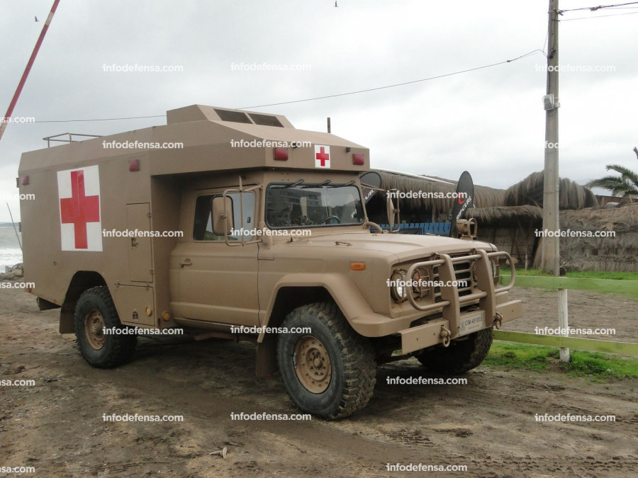 Ambulancia militar Kia Truck KM451 del Cuerpo de Infantería de Marina de la Armada de Chile. Foto: Nicolás García Infodefensa.com