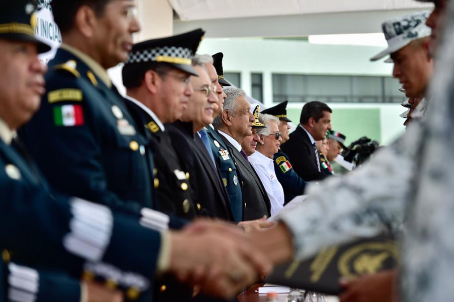 Ceremonia de graduación de los nuevos guardias nacionales. Foto: Presidencia de México