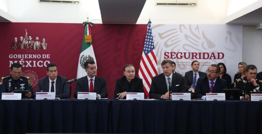 Reunión entre las delegaciones mexicanas y estadounidense. Foto: SSPC