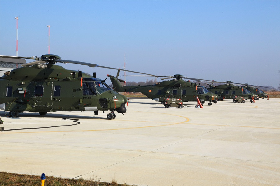 Los cuatro helicópteros NH90 TTH con los que cuenta Bélgica. Foto: Ministerio de Defensa de Bélgica