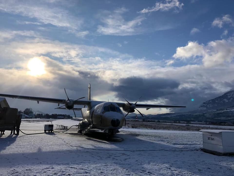 Avión CN235 operando en la Región de Aysén. Foto: Ejército de Chile