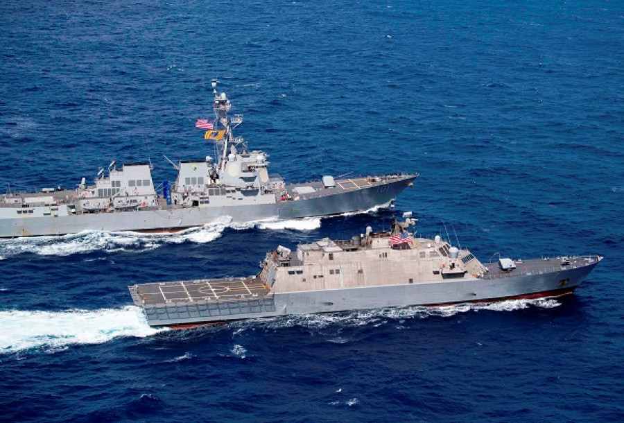 El USS Detroit LCS-7 y el USS Gridley DDG-101 durante el despliegue en el Caribe. Foto: U.S. Southern Command.