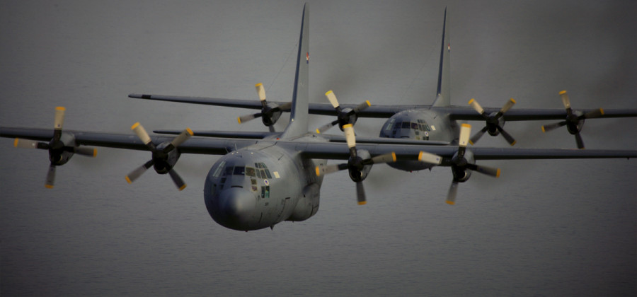 Aviones C-130B Hercules. Foto: Fuerza Aérea Uruguaya.