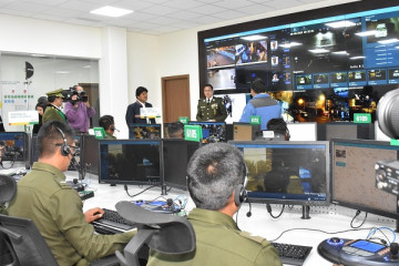 Inauguración del Centro de Comando y Control del sistema Bol_110. Foto: Agencia Boliviana de Información.
