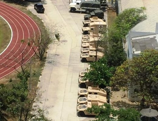 Vista aérea de los diez vehículos Humvee. Foto: MG42 para Infodefensa.com