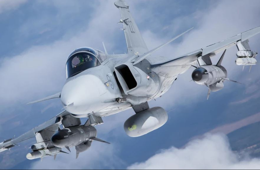 Avión de combate Gripen C D. Foto Saab