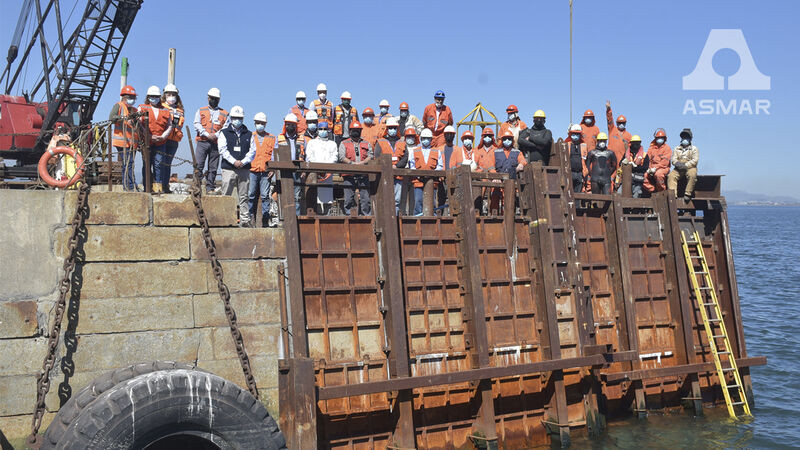 Trabajos de intervenciu00f3n estructural del cabezal sur oriental del dique seco Nu00b02 foto Asmar