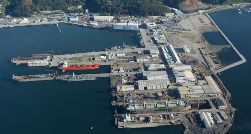 Vista aérea instalaciones de Asmar en Talcahuano