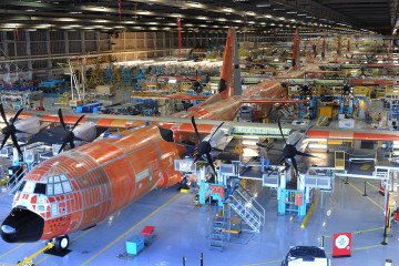 The Lockheed Martin C 130J production line in Marietta Ga