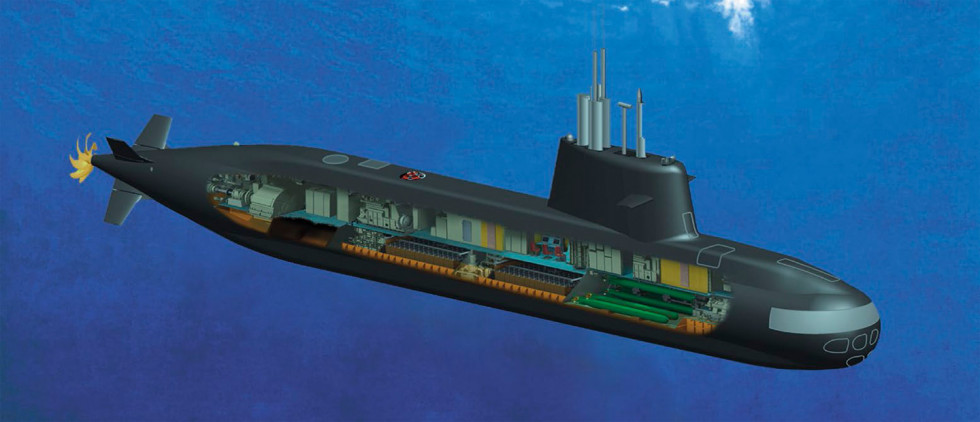 Aspecto de un submarino concebido por Fincantieri, el S1000. Imagen Fincantieri