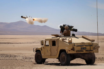 Disparo de misil Spike ER desde un vehículo Humvee de la 1 Brigada Acorazada Coraceros Foto Ejército de Chile