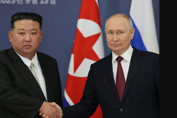 Los mandatarios de Corea del Norte y Rusia, Kim Jong un y Vladimir Putin, durante su encuentro de septiembre de 2023. Foto. Kremlin