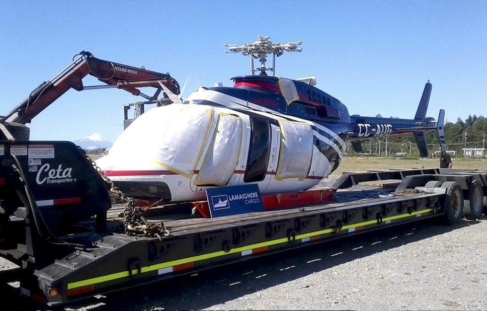 Transporte de helicóptero gestionado por la oficina de Chile Firma Lamiagnere