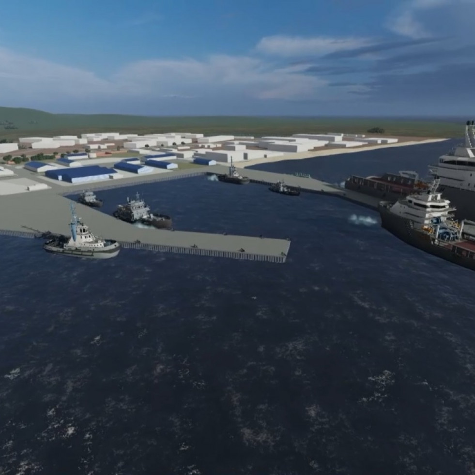 Render de la dársena del proyecto de infraestructura portuaria para la base naval de Punta Arenas de la Tercera Zona Naval Firma Armada de Chile