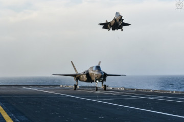 Aviones F 35B italianos operando en un portaaviones. Foto. Cadeddu Gian Carlo