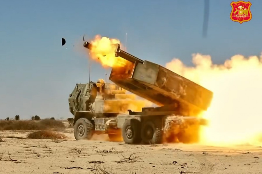 Disparo del sistema M142 Himars del US Army en el ejercicio Southern Fenix 24 Firma Ejército de Chile