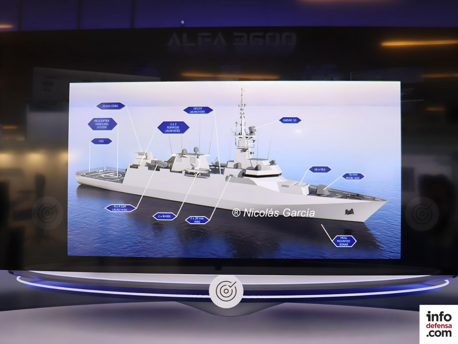 Imagen virtual de la fragata ligera Alfa 3600 de Navantia Firma Nicolás García 002 OK