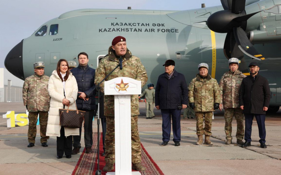 Recepción del primer avión A400M kazajo entregado por Airbus. Foto. Ministerio de Defensa de Kazajistán