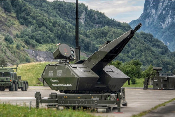 Sistema antiaéreo Skynex con cañon de 35 mm. Foto. Rheinmetall