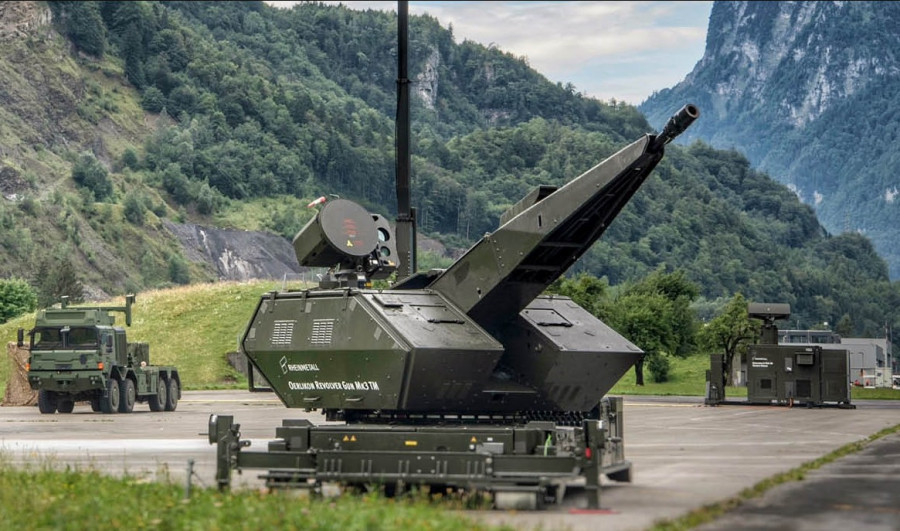 Sistema antiaéreo Skynex con cañon de 35 mm. Foto. Rheinmetall