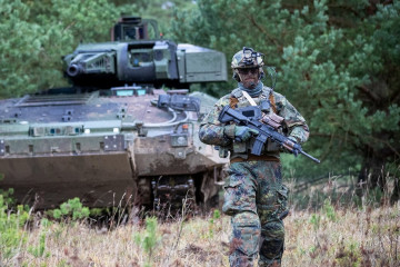 Militar dotado de un sistema de soldado de infantería del futuro de Rheinmetall. Foto. Rheinmetall