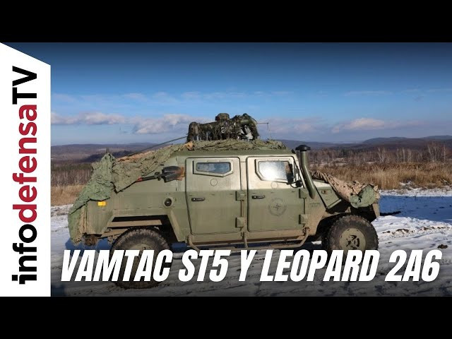 El Vamtac ST5 compite con el Leopard 2A6 del Ejército portugués en el campo de maniobras de Lest