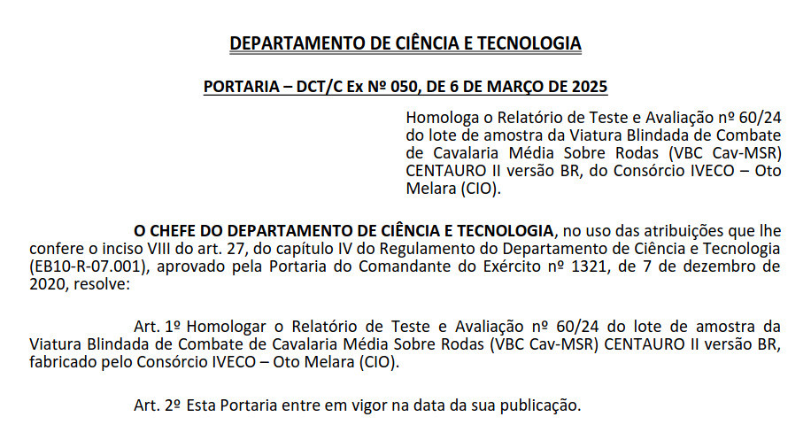 Portaria de homologacao centauro2