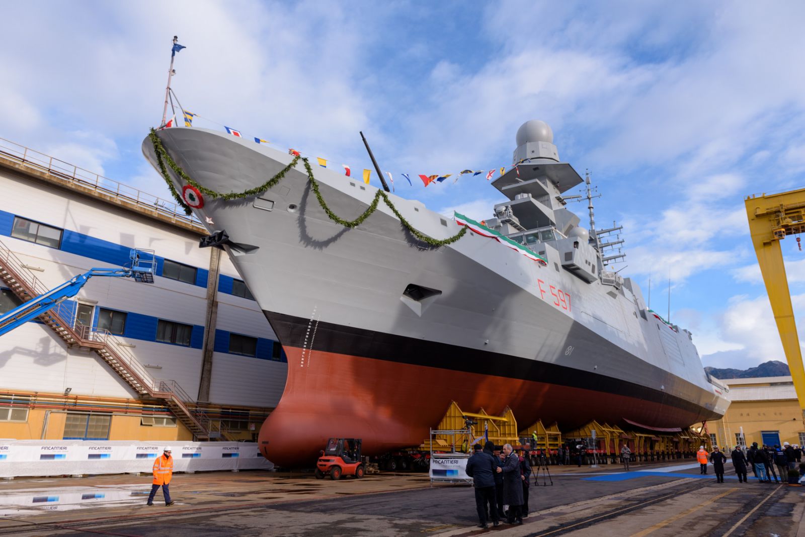 Fragata en un astillero italiano. Foto: Fincantieri